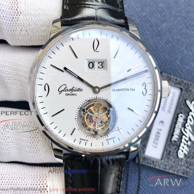 Swiss Replica Glashutte Original Senator Tourbillon Date White Dial 42 MM Automatic Watch